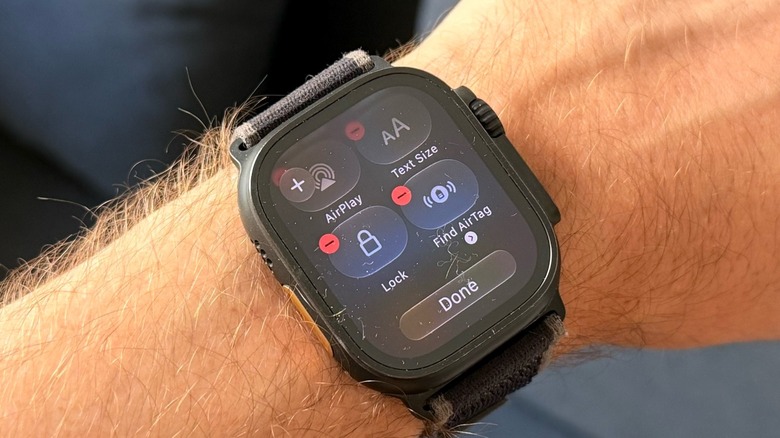 Close-up shot at the Apple Watch's Control Center
