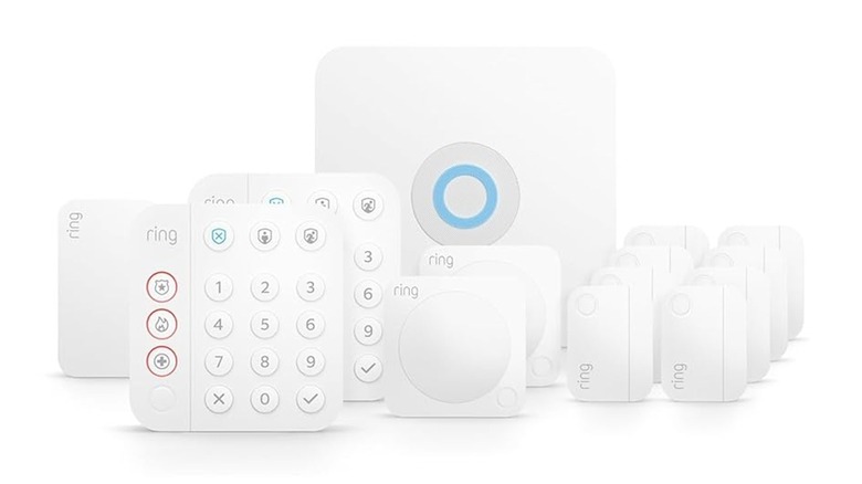 The contents of the 14-piece Ring Alarm Security Kit.