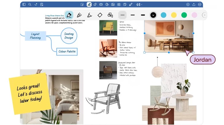 The Goodnotes app on a computer, showing the whiteboard feature for collaboration.