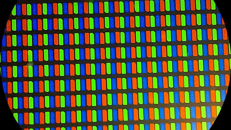 A magnified view of flat panel pixels.