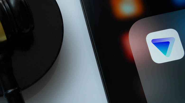 Close-up of Proton VPN app logo on iPad