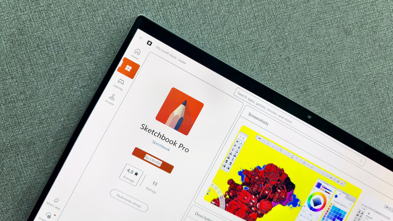 Sketchbook app opened on iPad