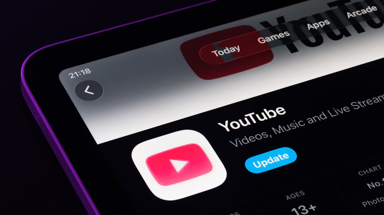 YouTube app logo on iPad