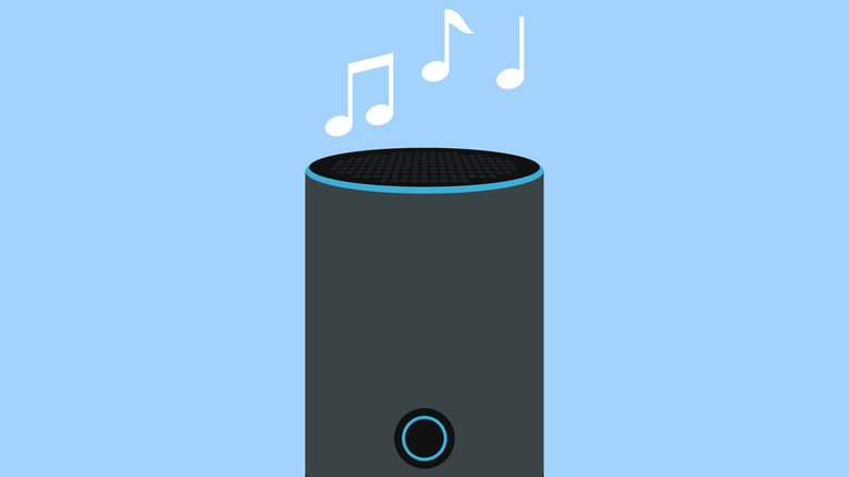 A vector depicting an Alexa speaker playing music