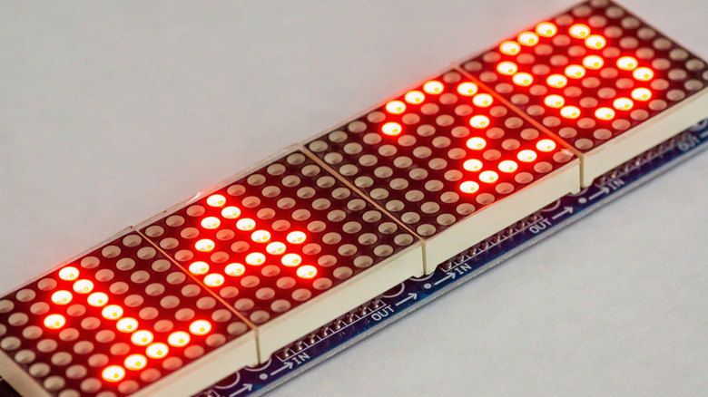 Small LED matrices used to display time