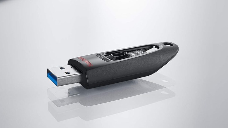 The SanDisk Ultra CZ48 flash drive on a flat white surface.