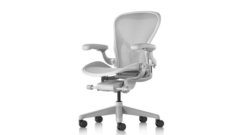 The Herman Mille Aeron chair against a white background.