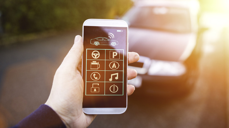 Pseudo smartphone app controlling a car parked on the road