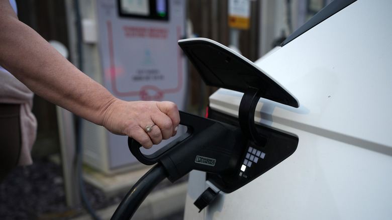 An instavolt rapid charger being plugged into an electric vehicle
