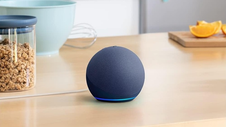 Amazon Dot Echo on a kitchen counter