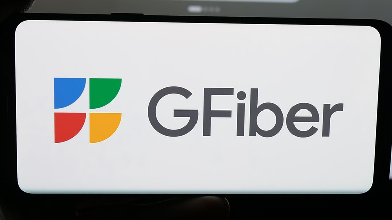 Smartphone showing Google Fiber logo