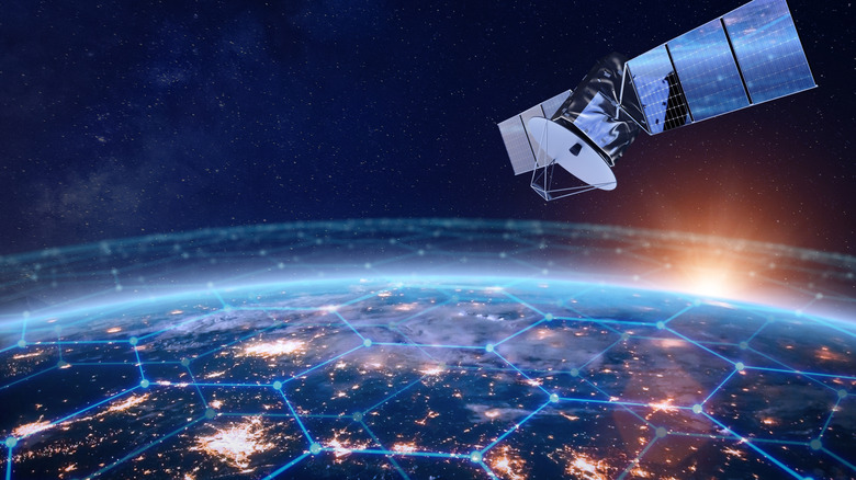 Telecommunication satellite above the Earth