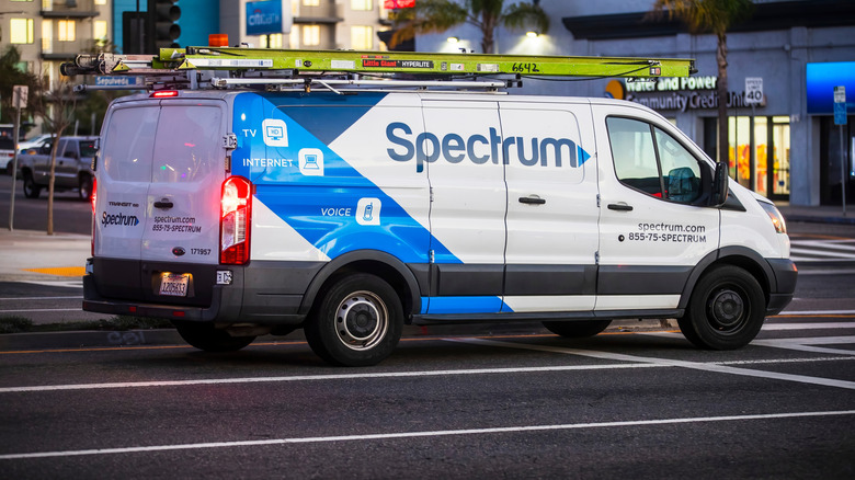 Spectrum service van on the road