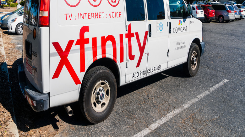 Xfinity service van in parking lot