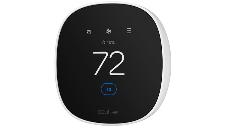 Ecobee Smart Thermostat with clear display on a white background
