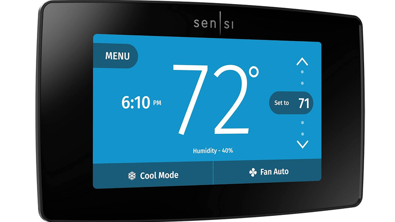 Emerson Sensi Touch Smart Thermostat with the display fully lit