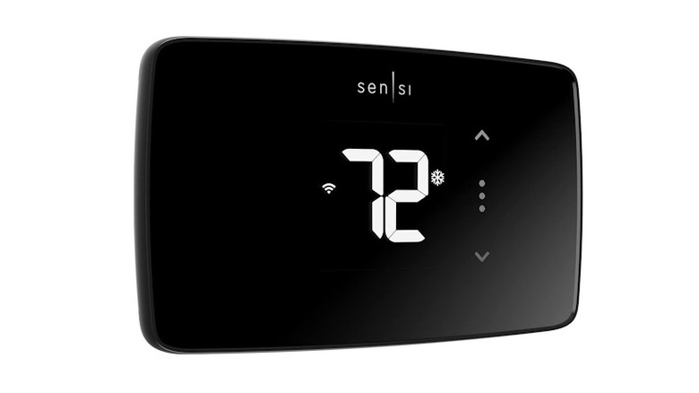 Sensi Lite Thermostat on a white background with activated display