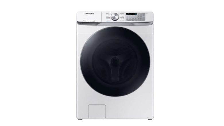 Silver Samsung front-loader washing machine