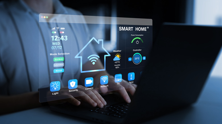 man controlling a smart home interface