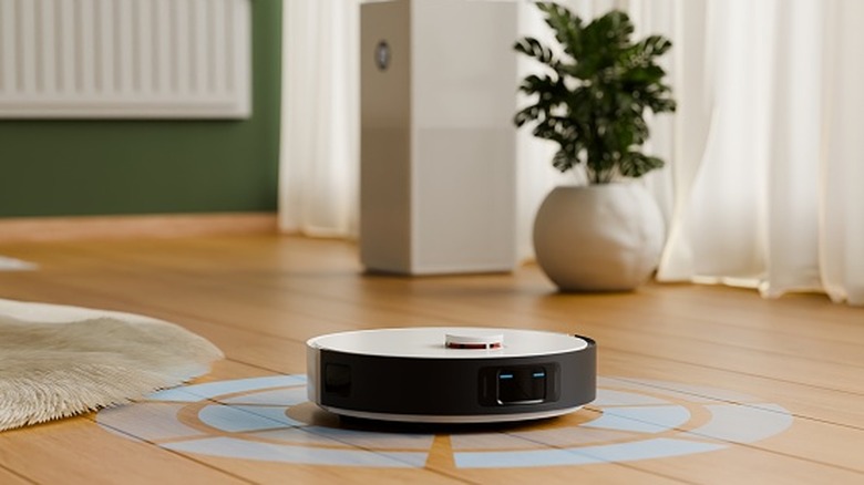 robot vacuum in a house