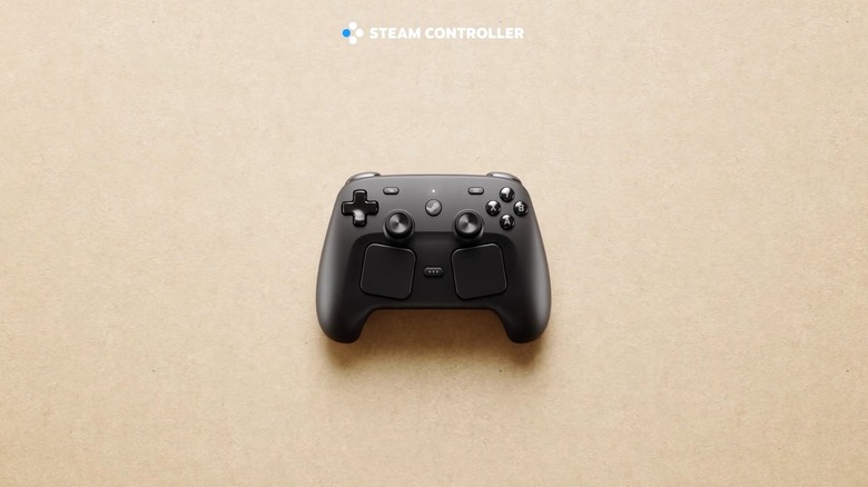 The Valve Steam Controller seen from directly above on a neutral surface