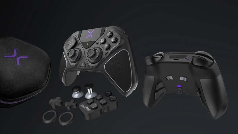 The Turtle Beach Victrix Pro BFG with swappable modules showing front and rear of controller on a dark background