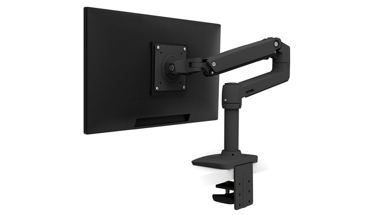 The Ergotron LX monitor arm holding a monitor, on a white background.