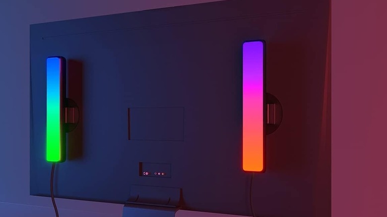 The Govee Light Bars H6056 attached behind a monitor.