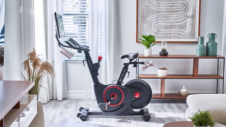 The Echelon Connect EX-5s exercise bike in a living room.