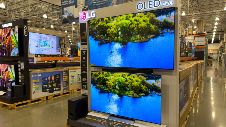 LG OLED evo TVs on display at Costco Wholesale