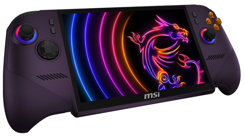 The MSI Claw 8 EX AI+ handheld gaming PC on a white background.