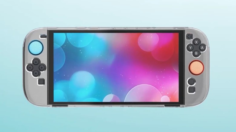 The Switch 2 with the FYOUNG clear protective case installed.