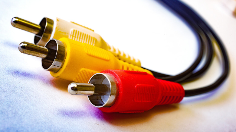 A yellow composite video cable