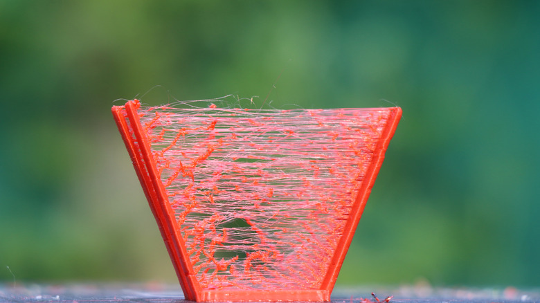 A 3D print demonstrating stringing