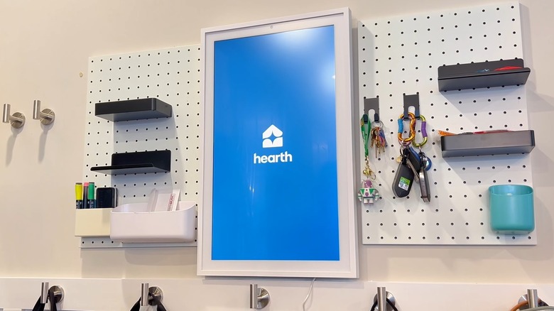 Hearth Display mounted on a workbench wall
