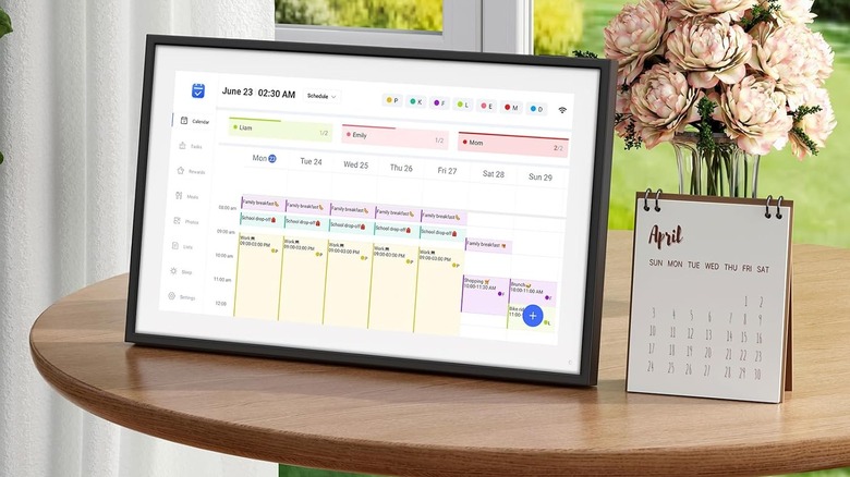 LOOFI Digital Calendar on a table next to a traditional calendar