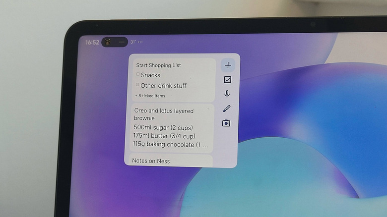 The home screen of an Android tablet, showing the Keep widget.