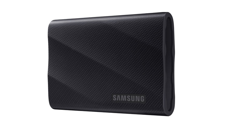 The Samsung T9 portable SSD on a white background.