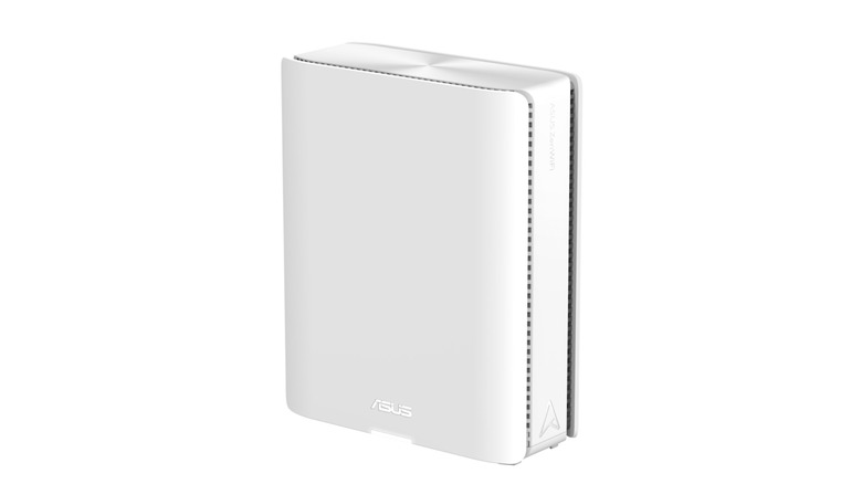 A white, rectangular router on a white background.