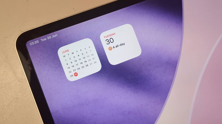 An iPad showing two Calendar widgets.