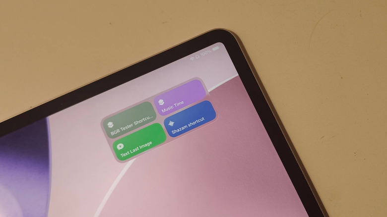 An iPad, showing the Shortcuts widget.