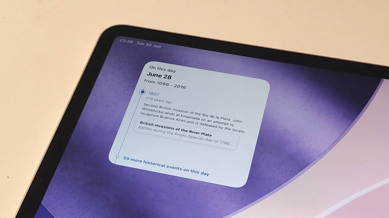 An iPad showing Wikipedia's On This Day widget.