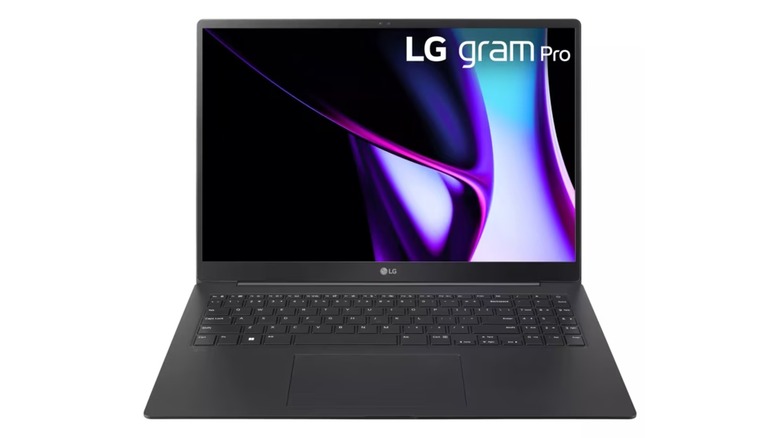 LG Gram Pro 16 laptop in front of a white background