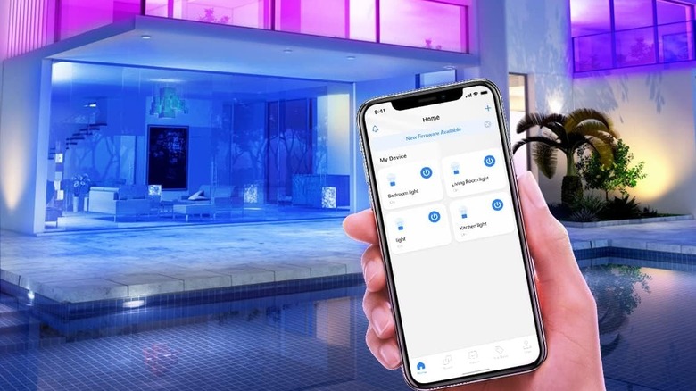 Meross smartphone application connecting to LED lights in the background