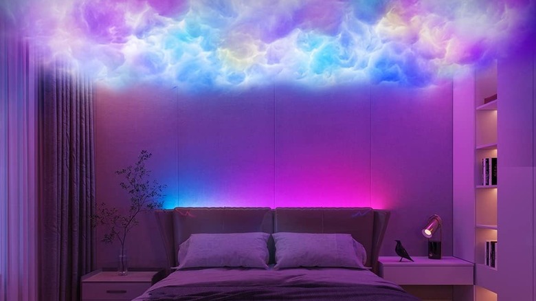 Govee Strip Lights attached to the back of a bed