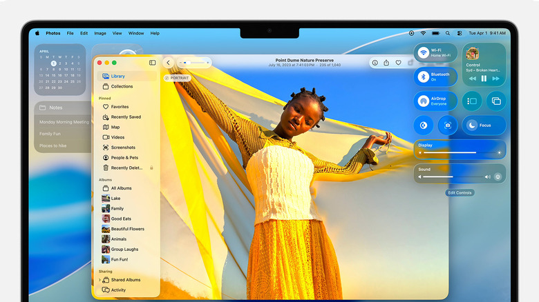 Mac's menu bar in macOS Tahoe with Control Center open.