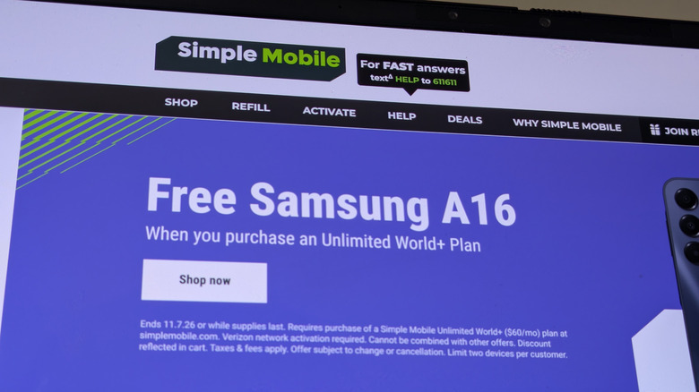 Simple Mobile's homepage, September 2026