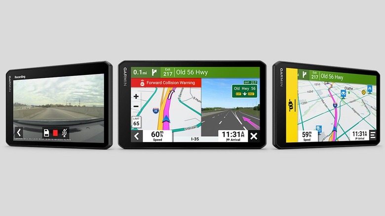 The different modes of the Garmin DriveCam 76 GPS navigator and dash cam.