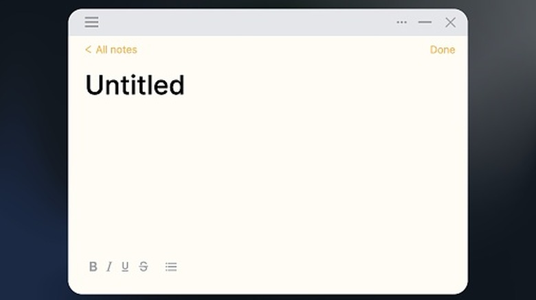 The macOS notes app open with no content.