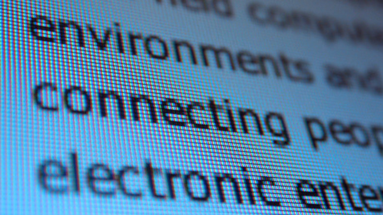 An extreme close-up of text on a computer screen.